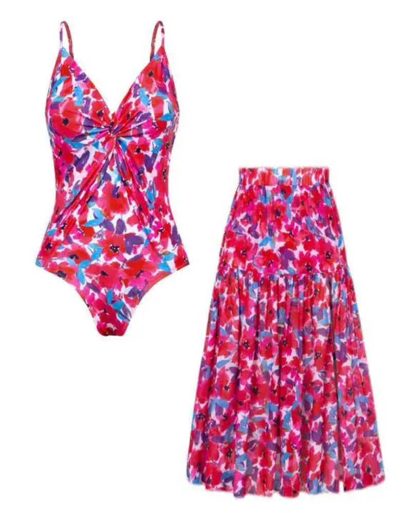 Red with Blue Floral