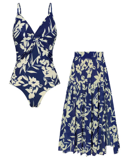 Navy with White Floral