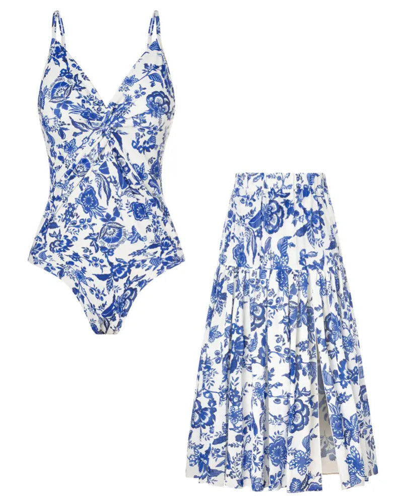 White with Blue Floral